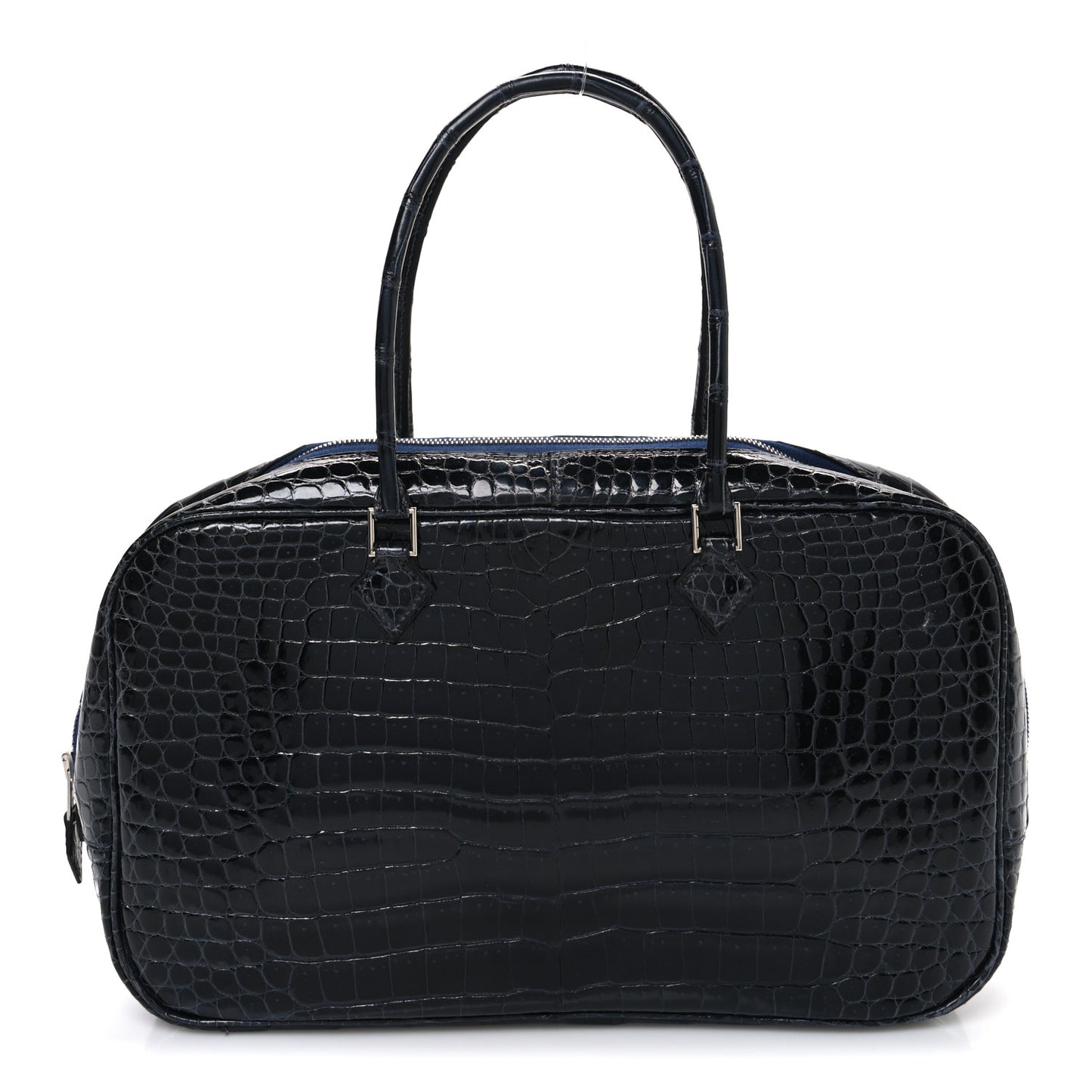 Shiny Porosus Crocodile Plume Elan 28 Bleu Marine