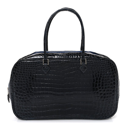 Hermes Shiny Porosus Crocodile Plume Elan 28 Bleu Marine 1 of 11