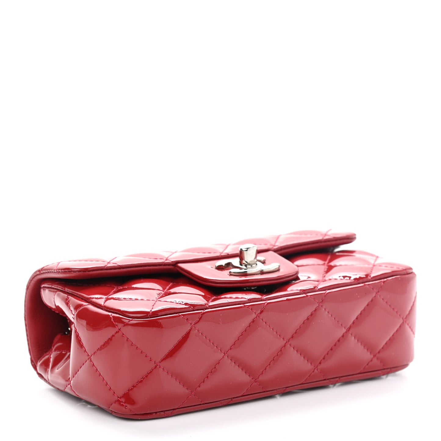 Patent Calfskin Quilted Extra Mini Rectangular Flap Red