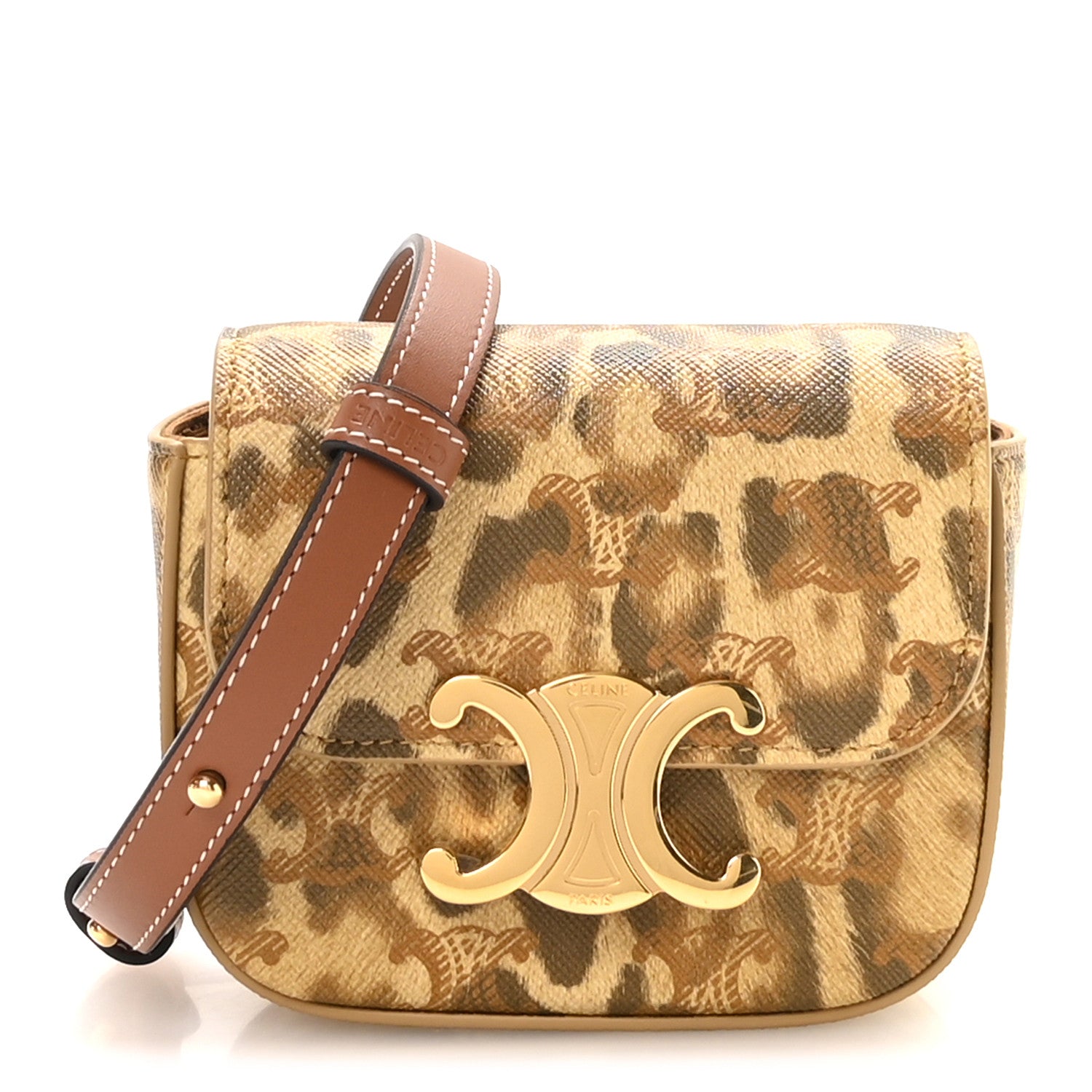 Celine Canvas Triomphe Mini Claude Leopard 1 of 12
