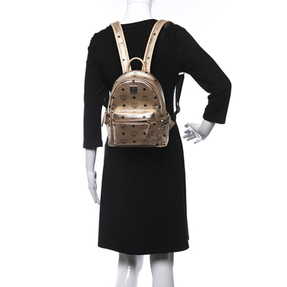 MCM Metallic Visetos Mini Side Stud Stark Backpack Gold 2 of 11