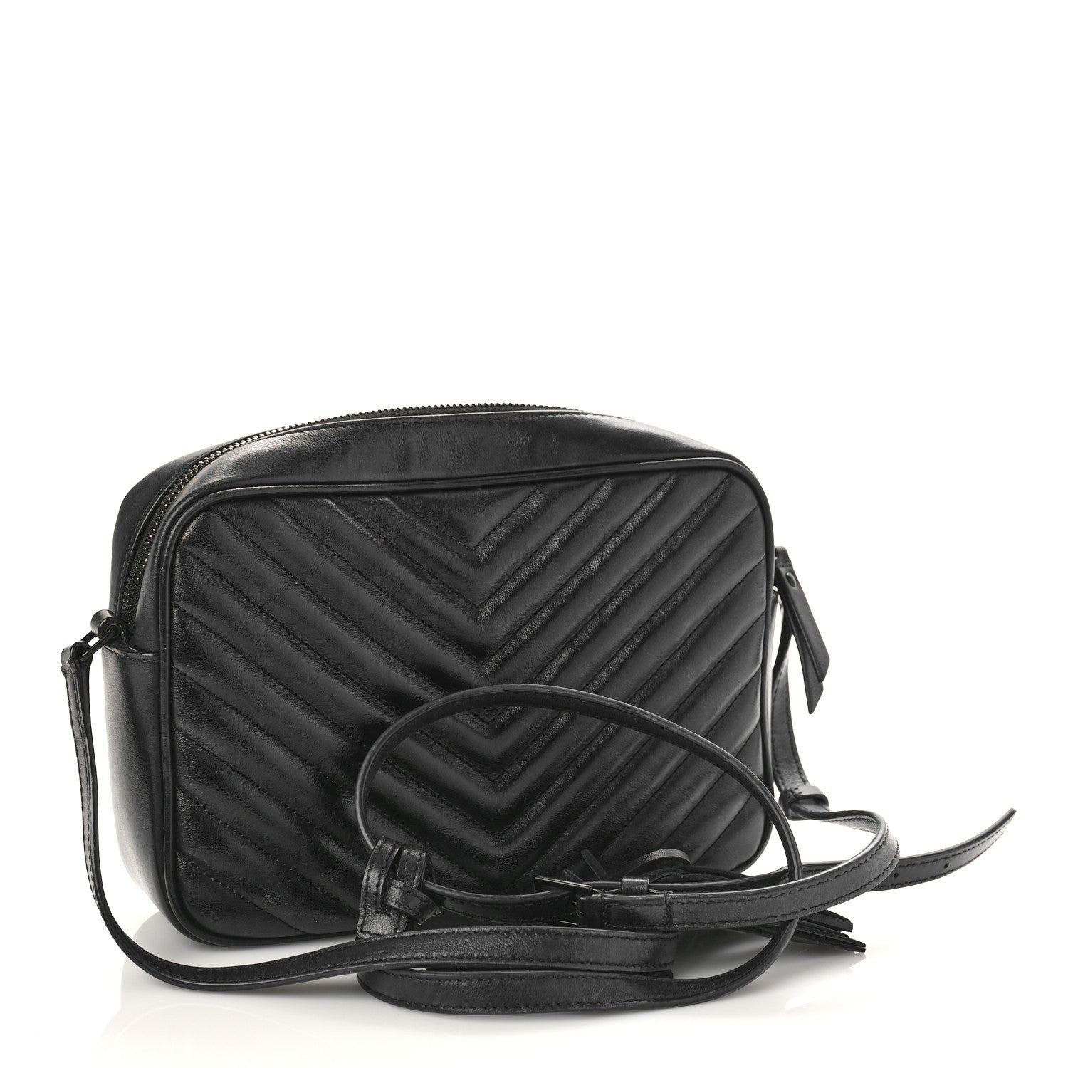 Saint Laurent Calfskin Matelasse Monogram Monochrome Lou Camera Bag Black 3 of 15