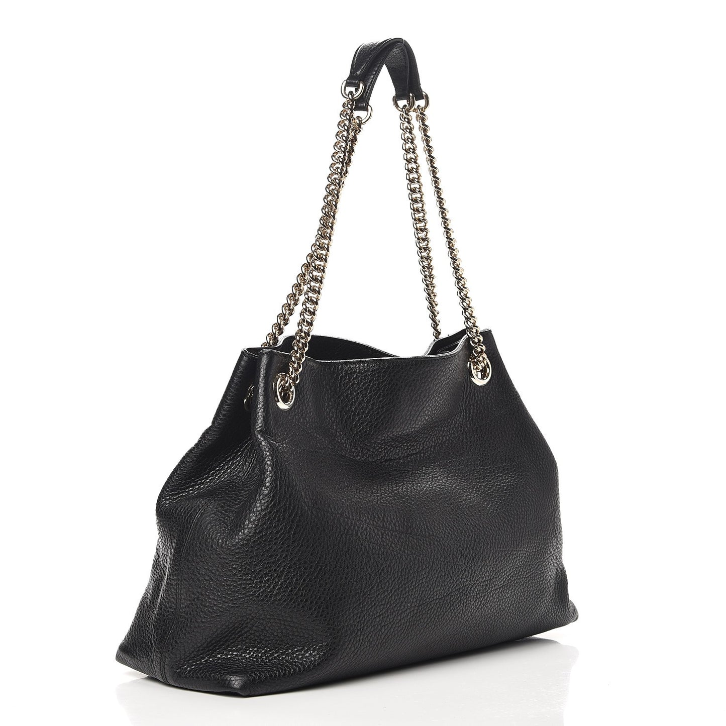 Pebbled Calfskin Medium Soho Chain Shoulder Bag Black