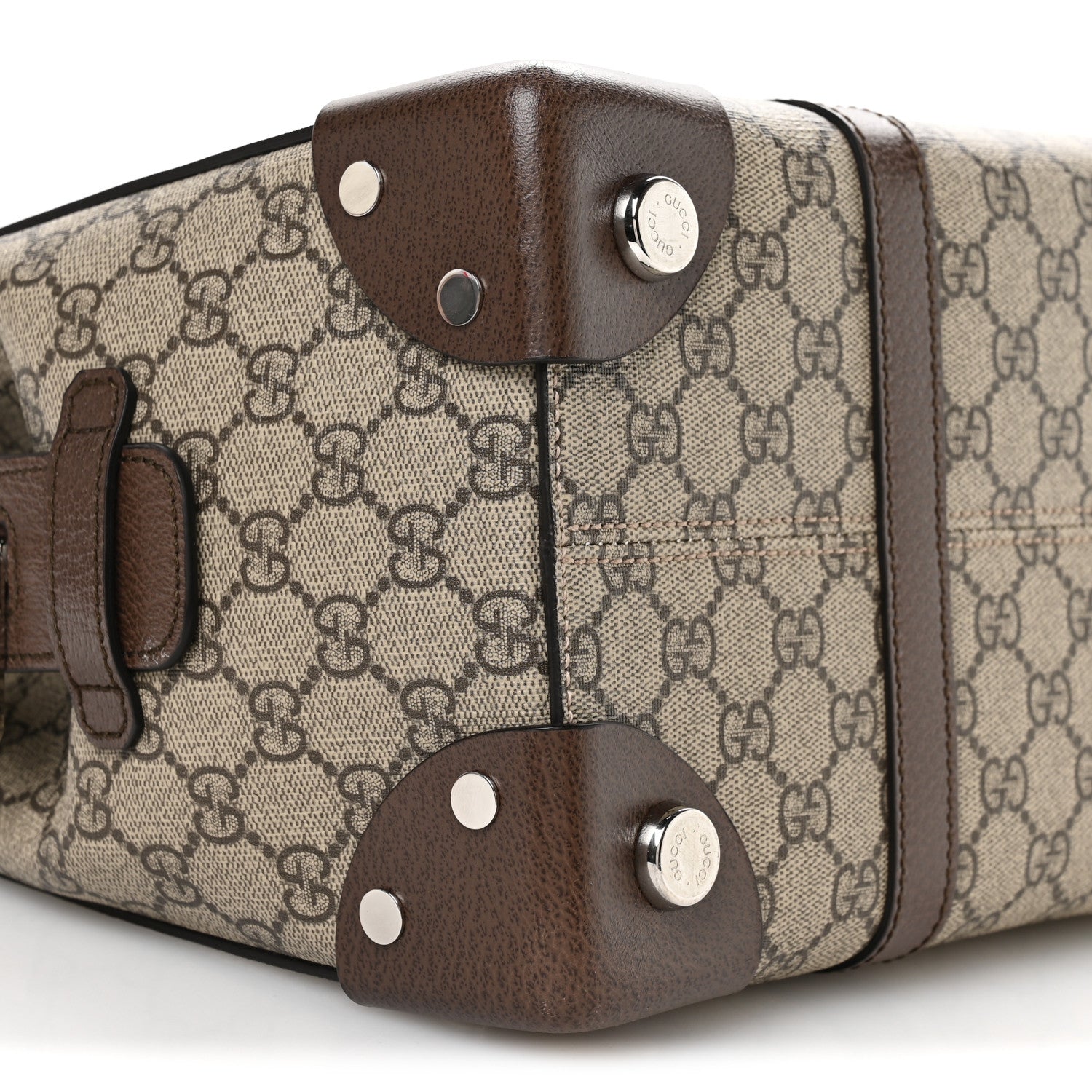 Gucci GG Supreme Monogram Textured Dollar Calfskin Medium Detail Tote Beige Ebony New Acero 9 of 10