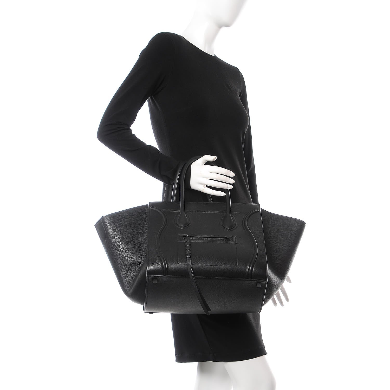 Celine Supple Calfskin Medium Phantom Luggage Black 2 of 10