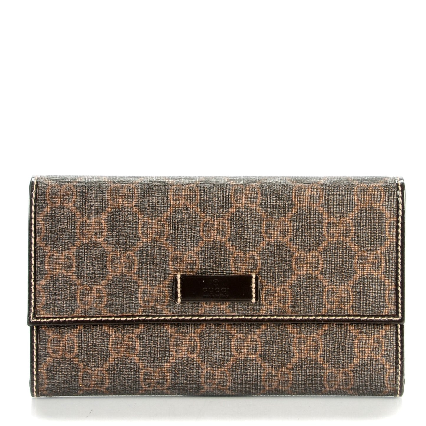 GG Supreme Monogram Joy Continental Snap Oranizer Wallet Dark Brown