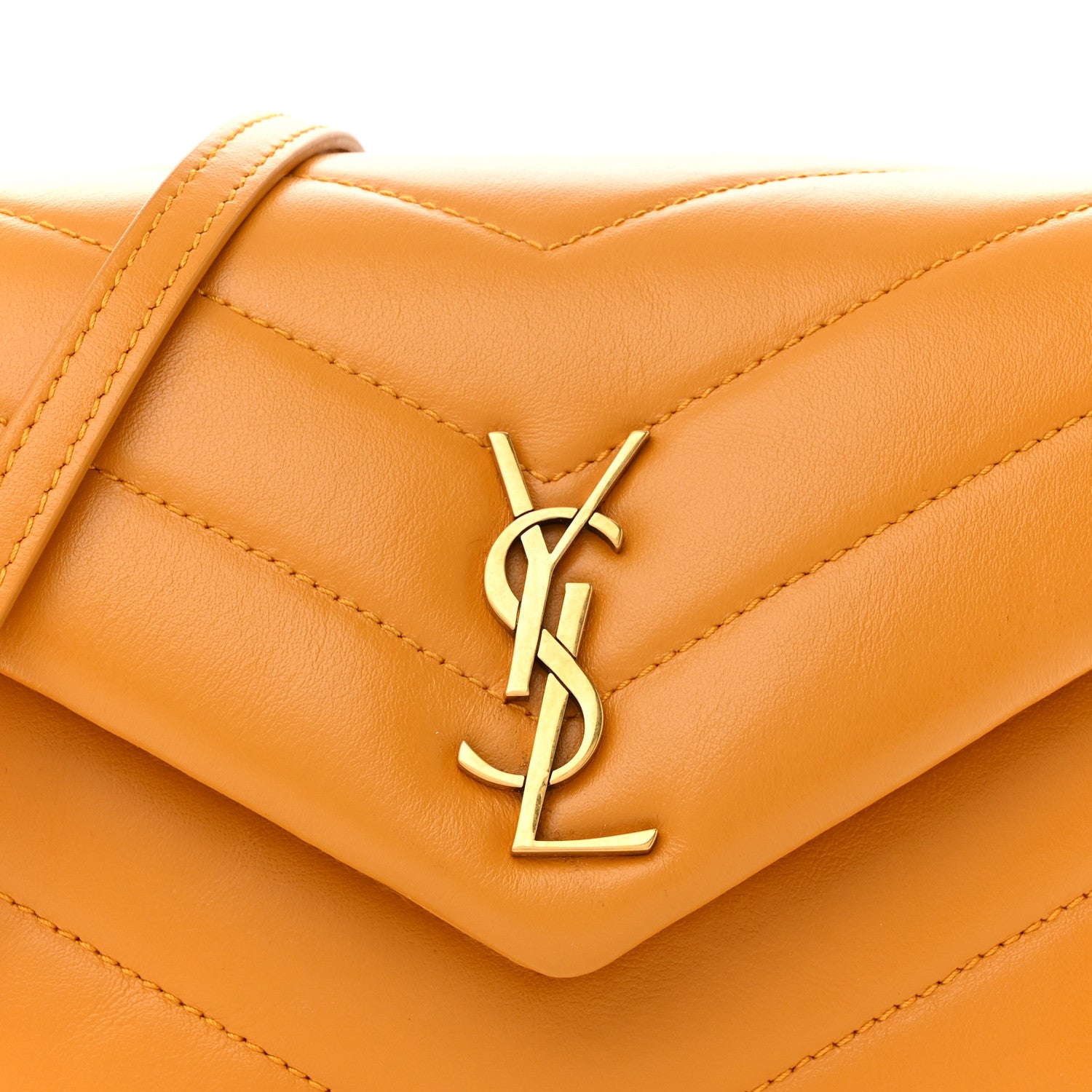 Saint Laurent Calfskin Y Quilted Monogram Toy Loulou Crossbody Bag Cheddar 8 of 12
