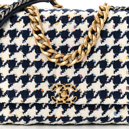 Chanel Tweed Quilted Maxi Chanel 19 Flap Ecru Navy Blue Multicolor 8 of 11