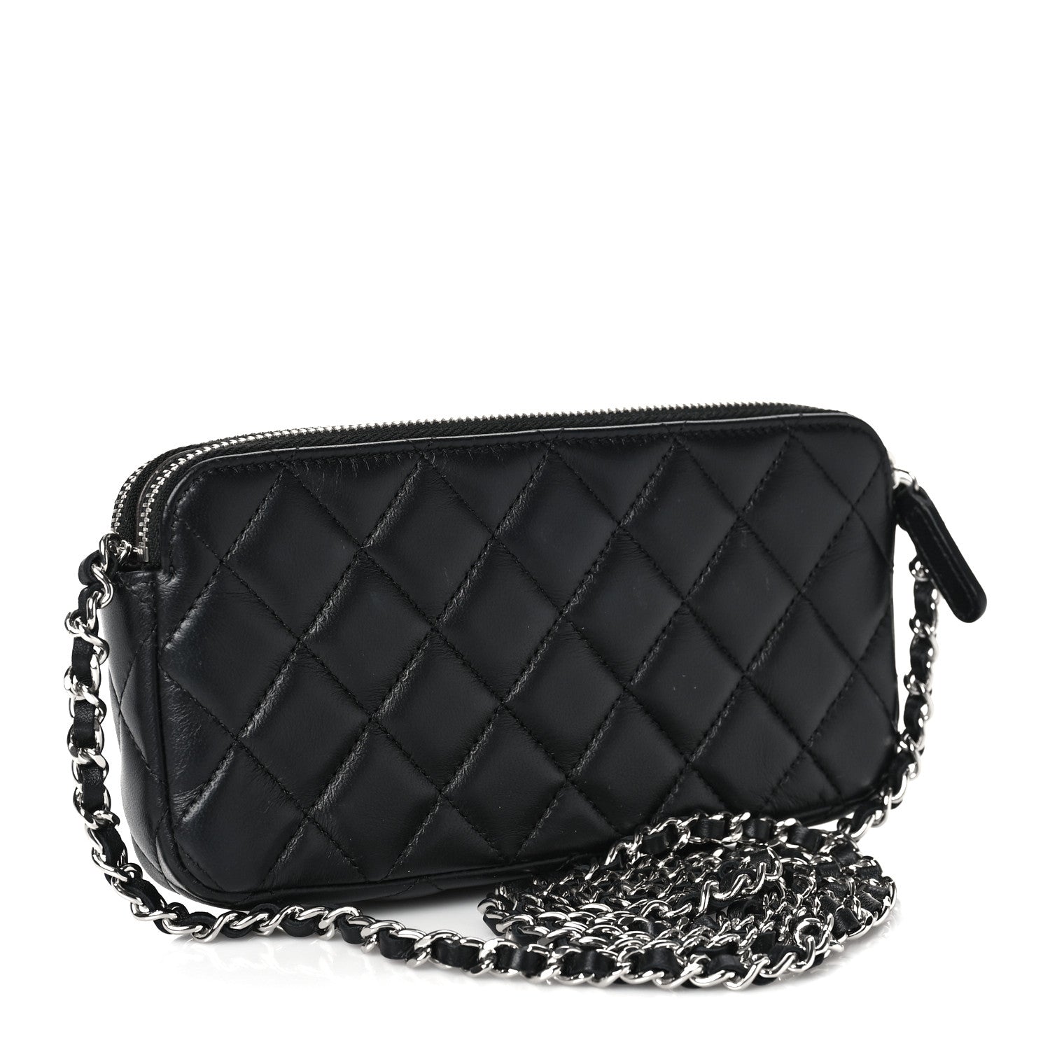 Chanel Lambskin Quilted Small Clutch With Chain Black 3 of 11