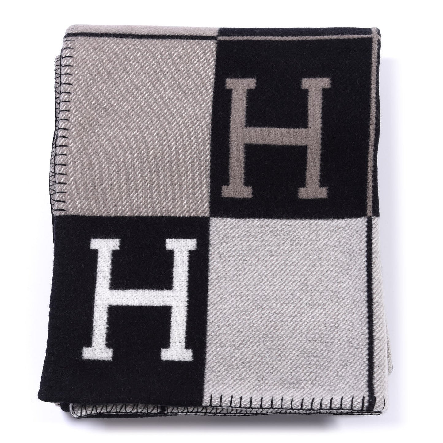 Wool Cashmere Avalon III Blanket Ecru Black