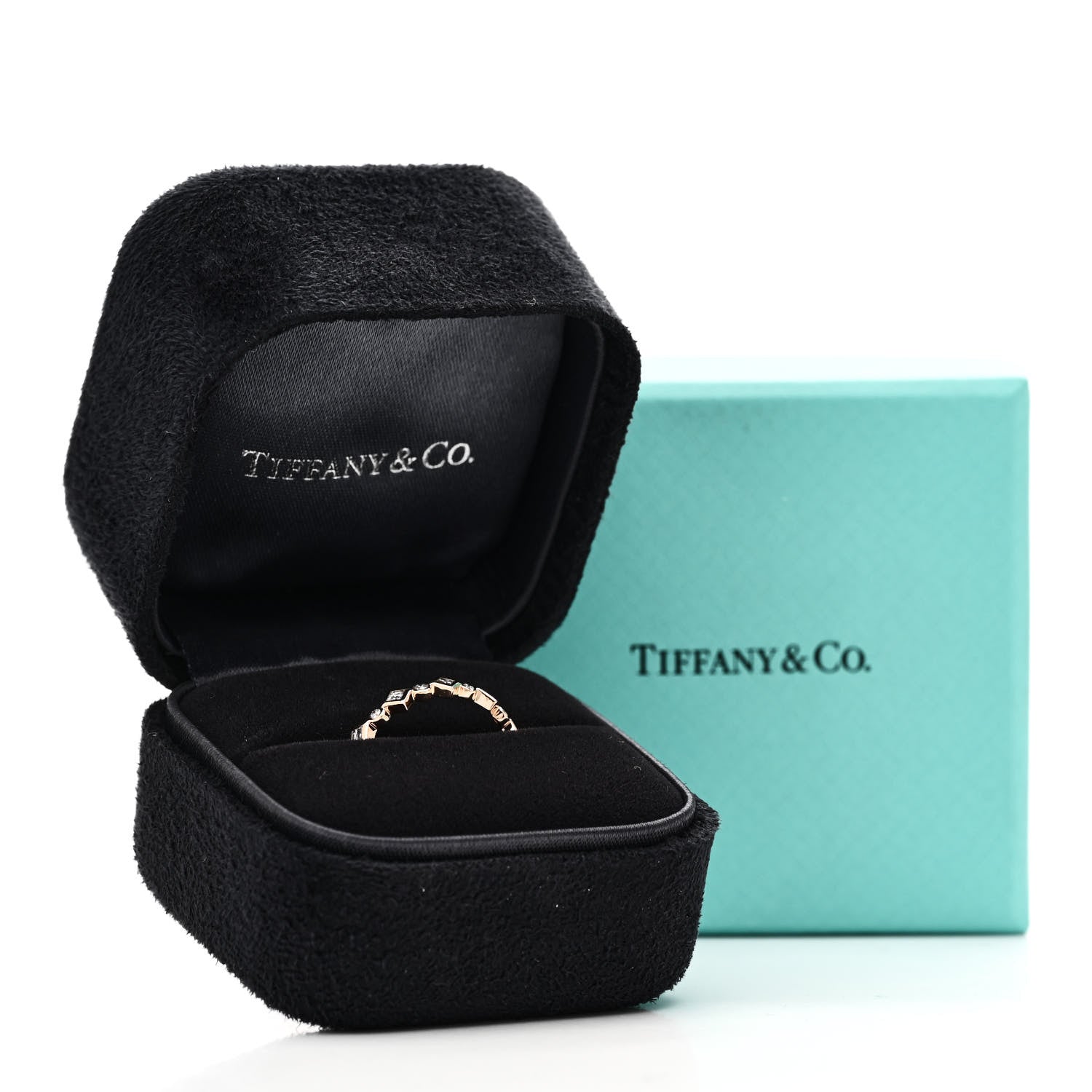 Tiffany 18K Rose Gold Diamond Jazz Band Ring 53 6.5 5 of 5