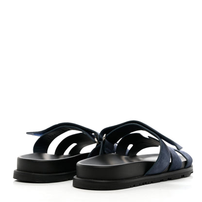 Hermes Suede Goatskin Womens Chypre Sandals 40.5 Bleu Celeste 4 of 8