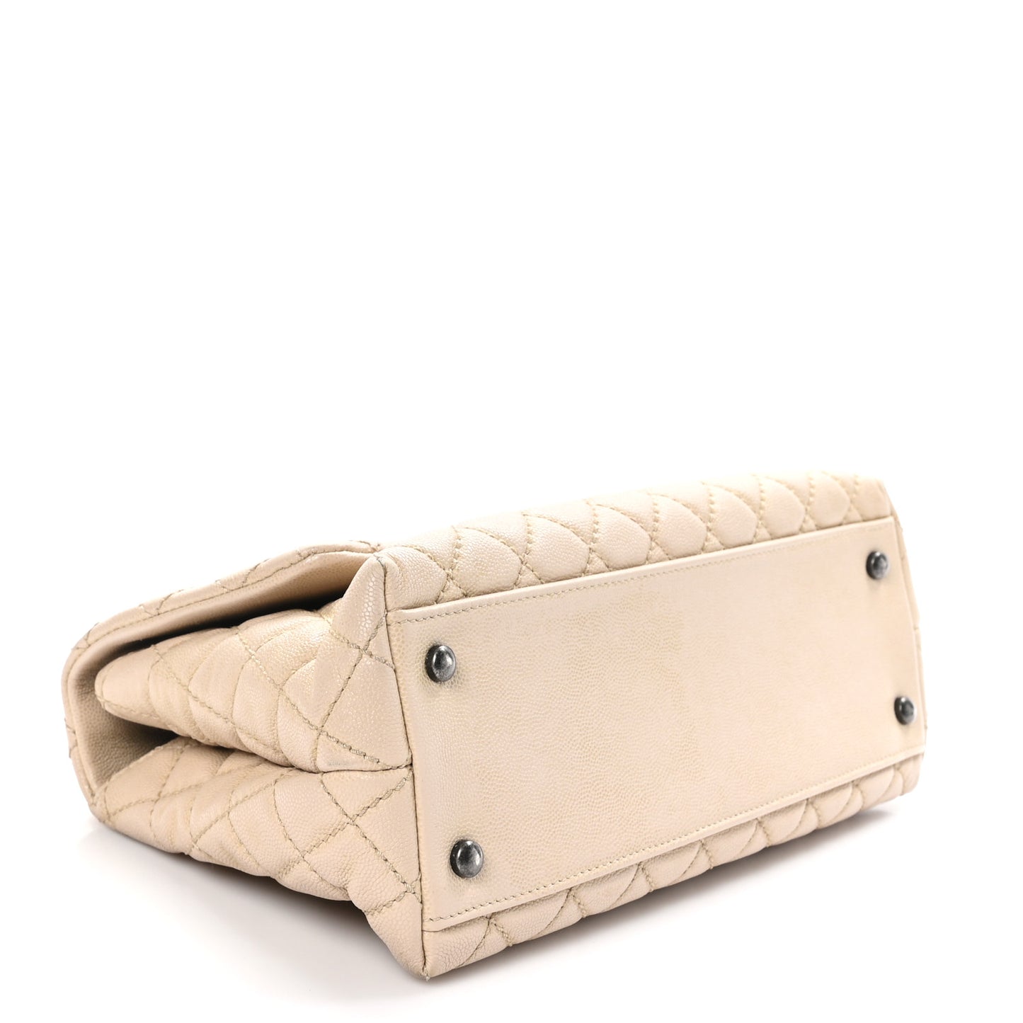 Caviar Quilted Small Coco Handle Flap Light Beige