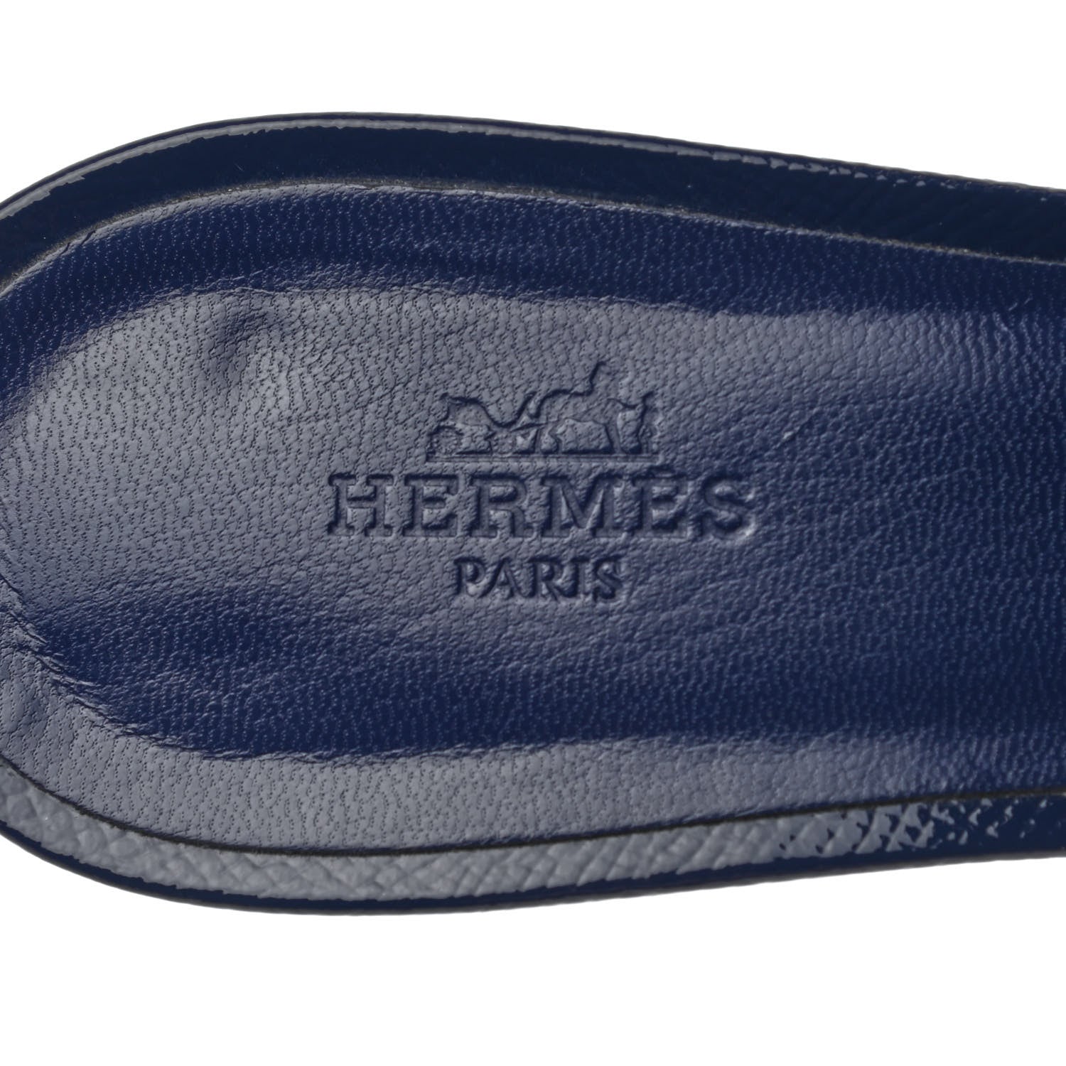 Hermes Patent Epsom Oasis Sandals 38.5 Bleu Saphir 6 of 10