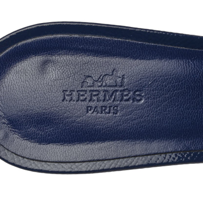 Hermes Patent Epsom Oasis Sandals 38.5 Bleu Saphir 6 of 10