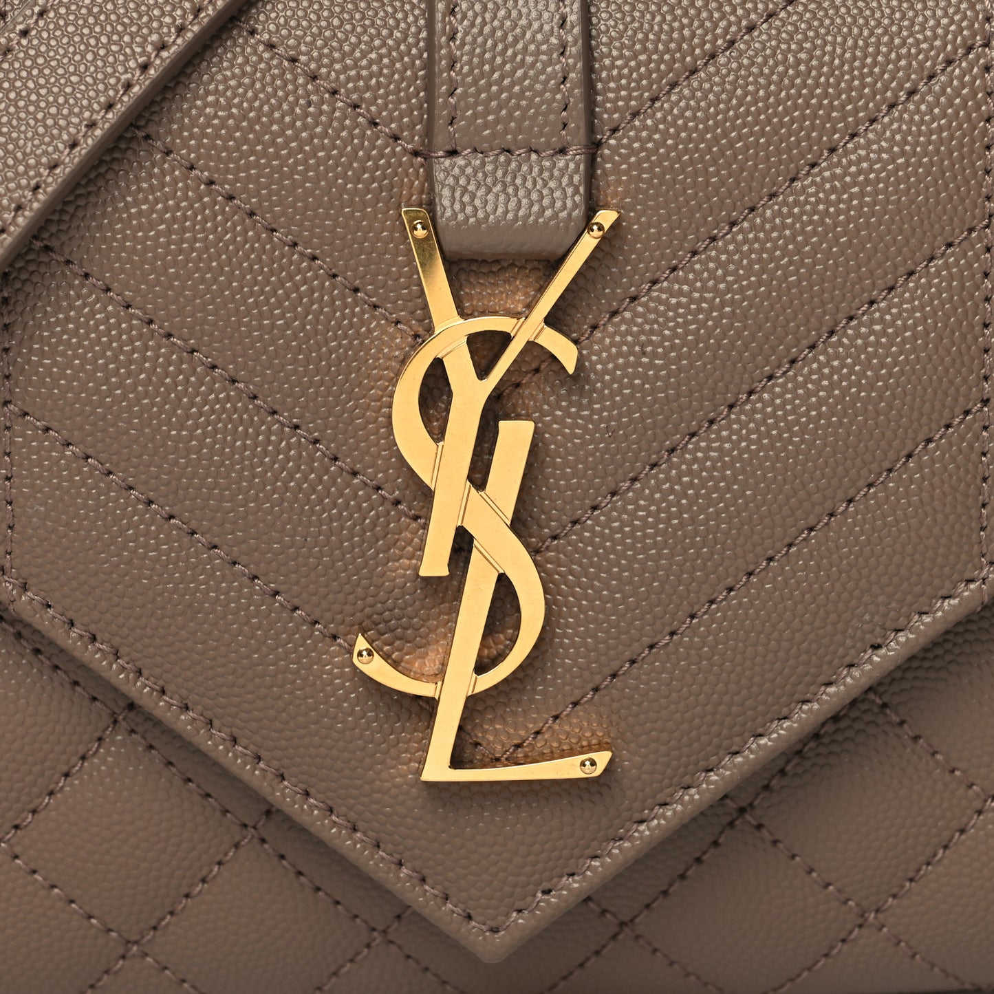 Grain De Poudre Textured Mixed Matelasse Triquilt Small Monogram Satchel Taupe