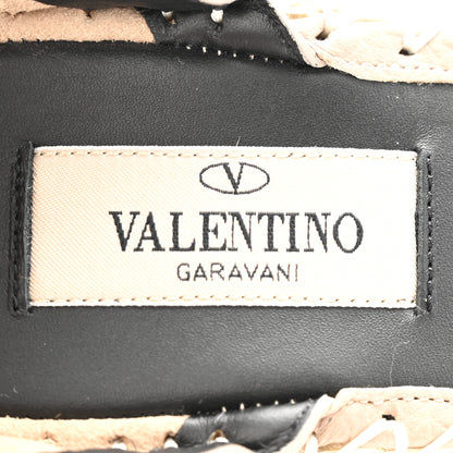 Valentino Garavani Grained Calfskin Rockstud Ankle Strap Espadrille 15/105mm Wedge Sandals 35 Poudre Natural 7 of 12