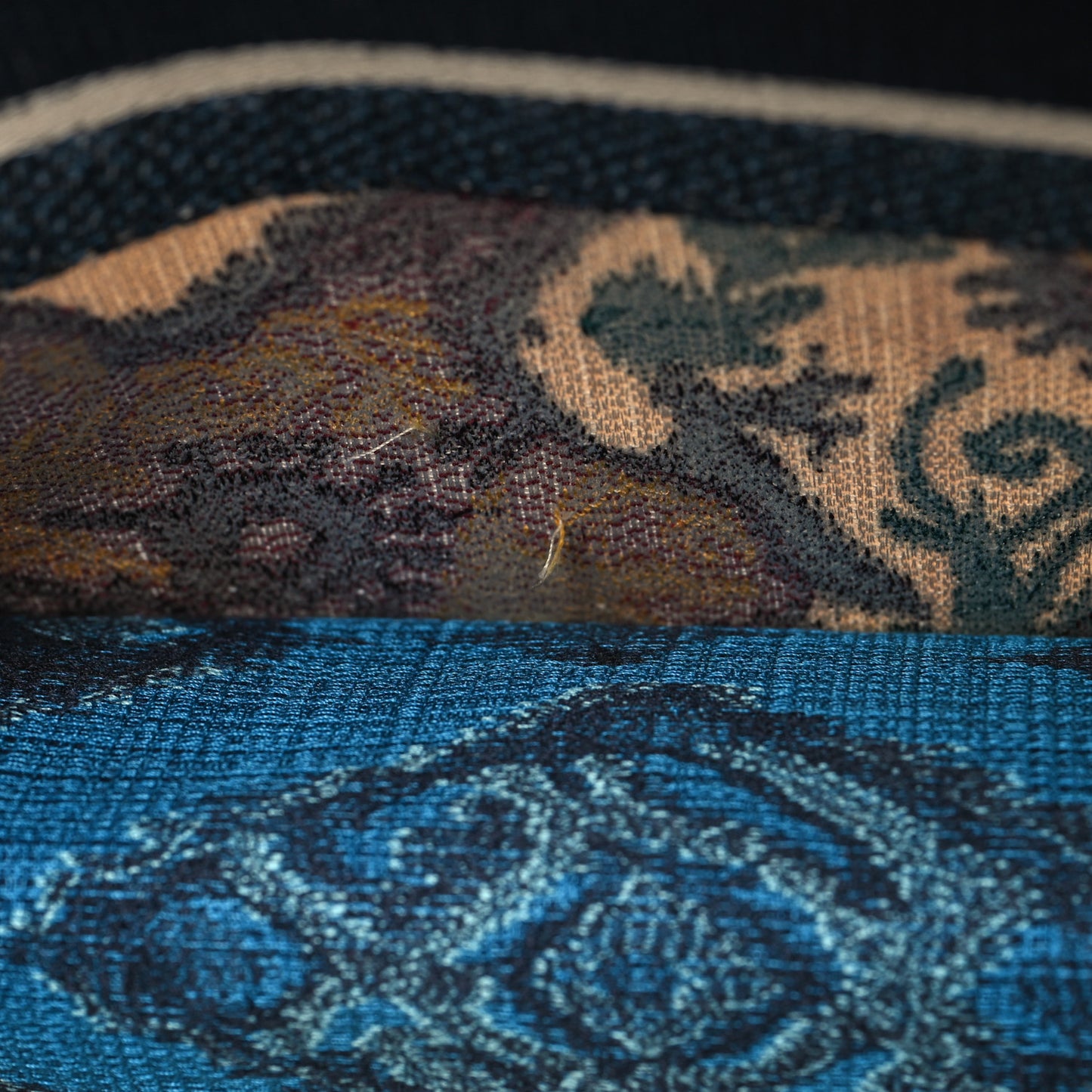 Canvas Embroidered Paisley Medium Book Tote Blue Multicolor