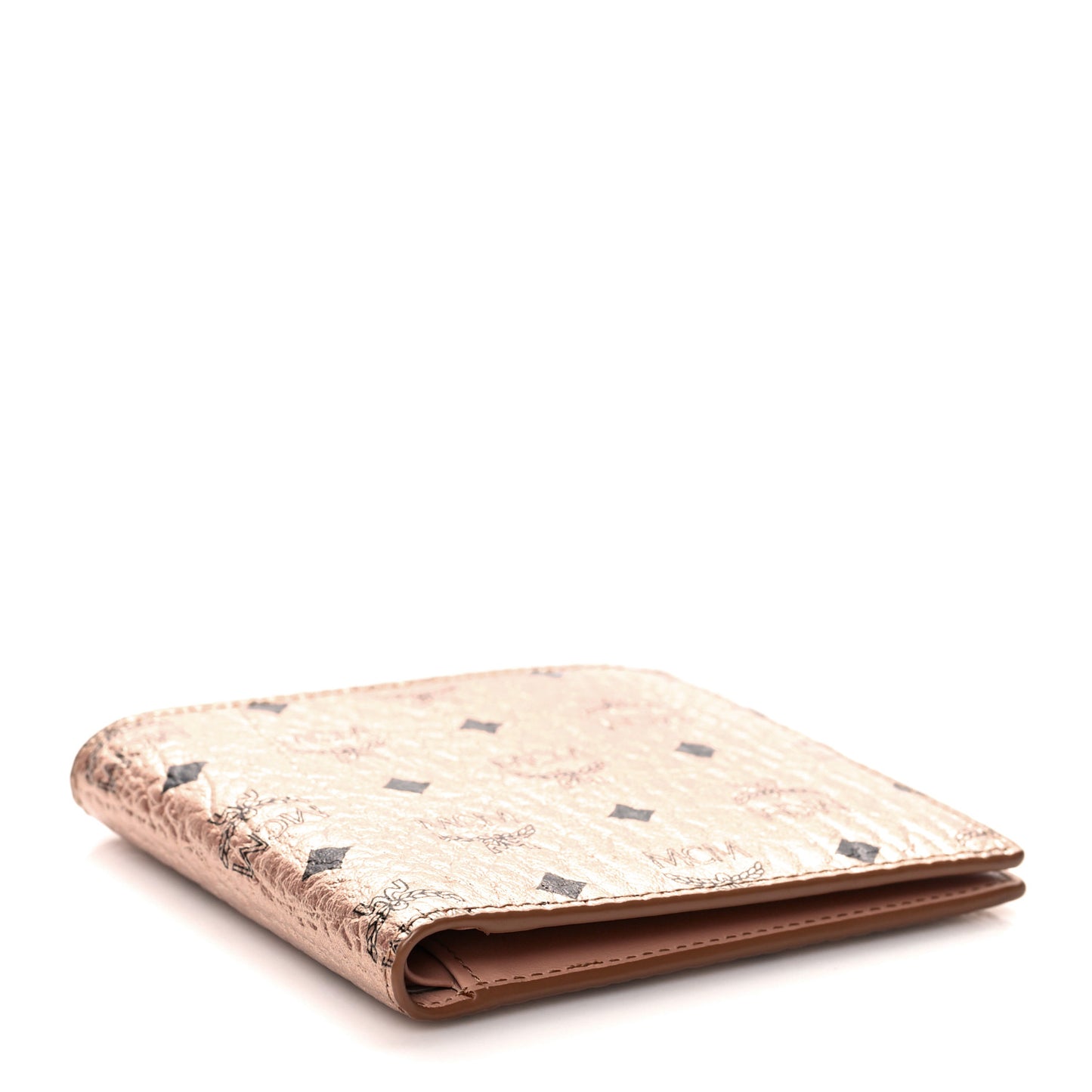 Metallic Visetos Mini Bi-Fold Wallet Champagne Gold