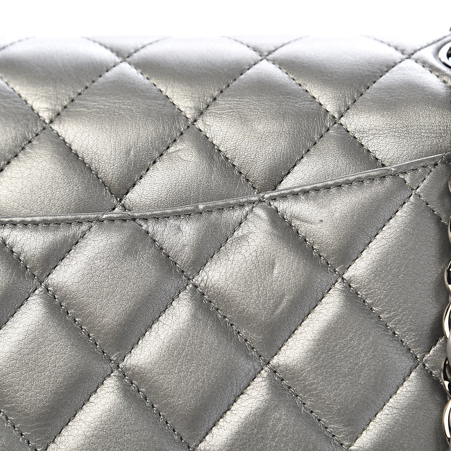 Chanel Metallic Calfskin Quilted Jumbo Double Flap Silver 18 of 20