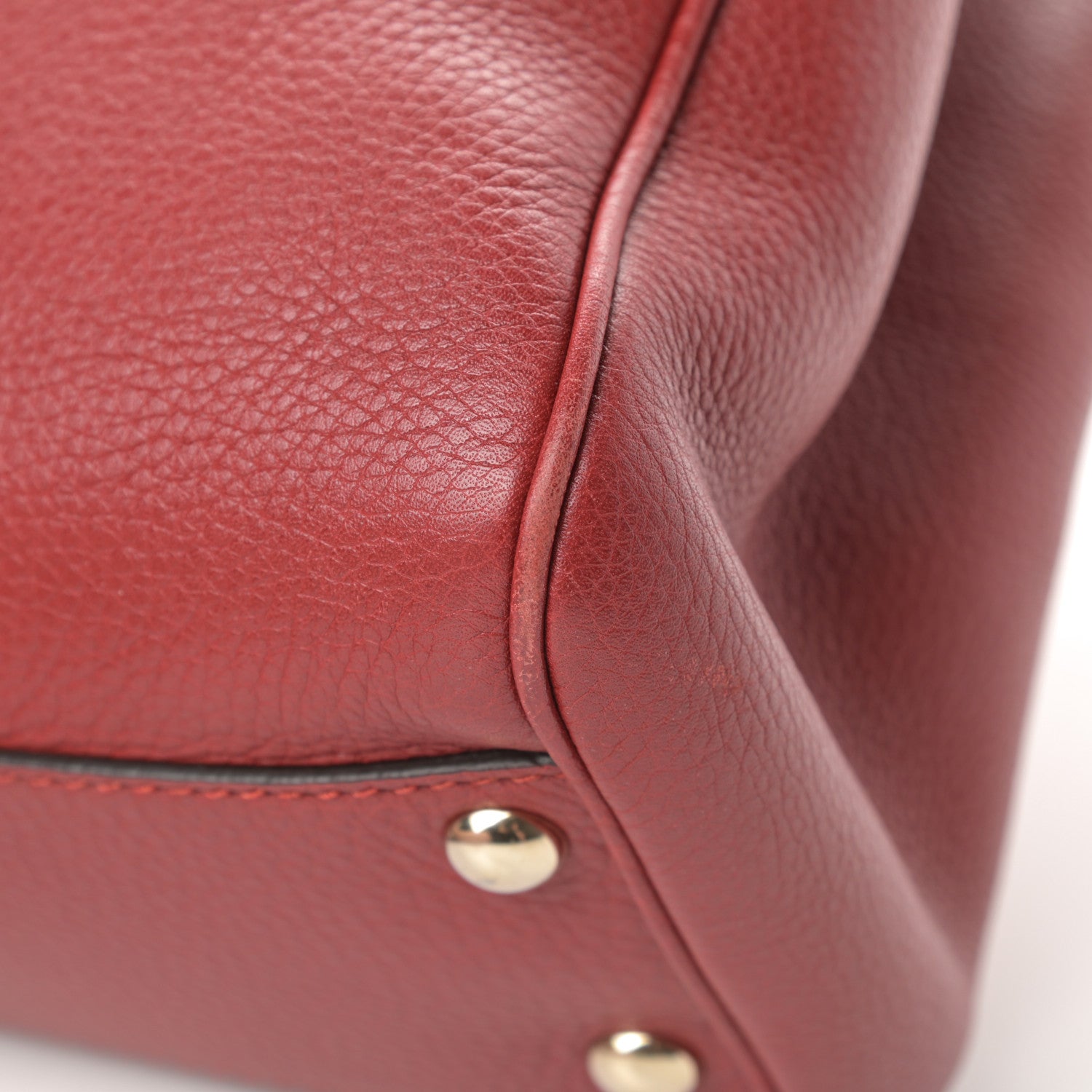 Gucci Calfskin Small Bamboo Shopper Tote Red 11 of 13