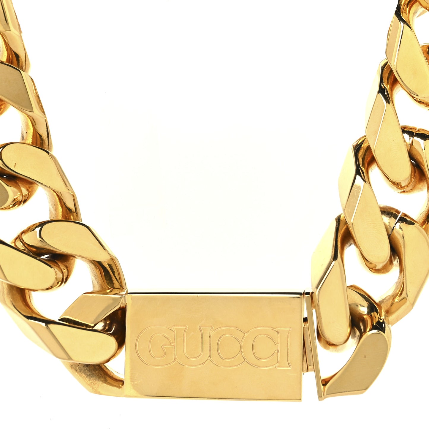 Curb Link Chain Logo Choker Necklace Gold