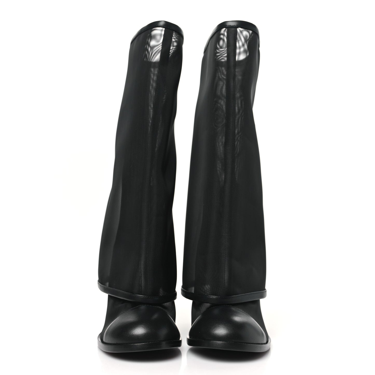 Mesh Lambskin Cap Toe Ankle Boots 38.5 Black