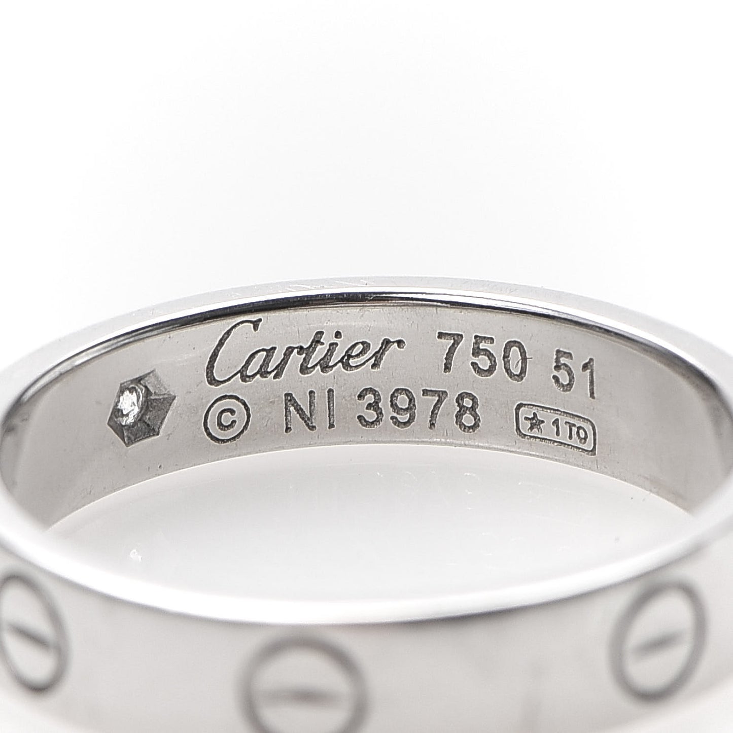 18K White Gold Diamond 4mm LOVE Wedding Band Ring 51 5.75
