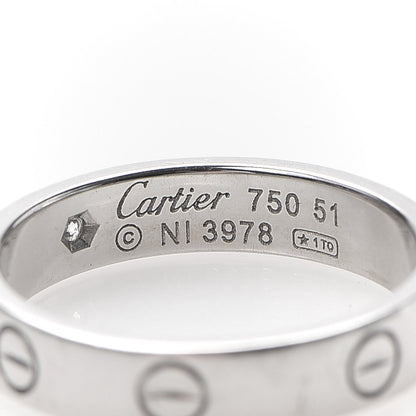 Cartier 18K White Gold Diamond 4mm LOVE Wedding Band Ring 51 5.75 4 of 4