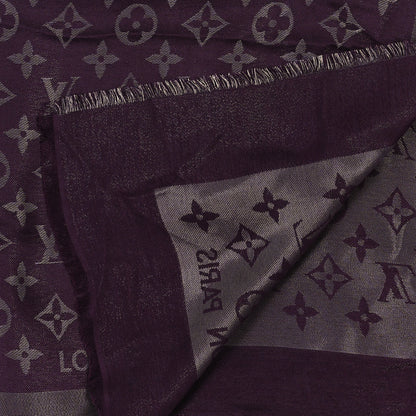 Louis Vuitton Silk Lurex Wool Monogram Shine Shawl Amarante 3 of 3