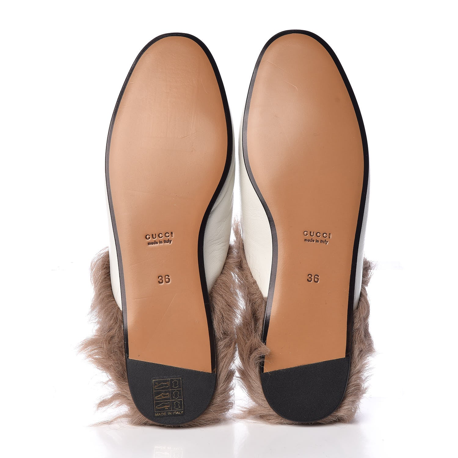 Gucci Malaga Kid Fur Womens Princetown Slippers 36 Dusty White Naturale 6 of 8