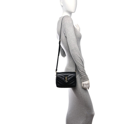 Saint Laurent Calfskin Y Quilted Monogram Toy Loulou Crossbody Bag Black 2 of 12