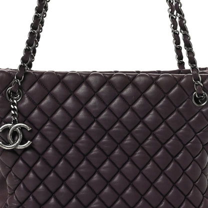 Chanel Iridescent Calfskin Small New Bubble Quilt Tote Plum 9 of 11