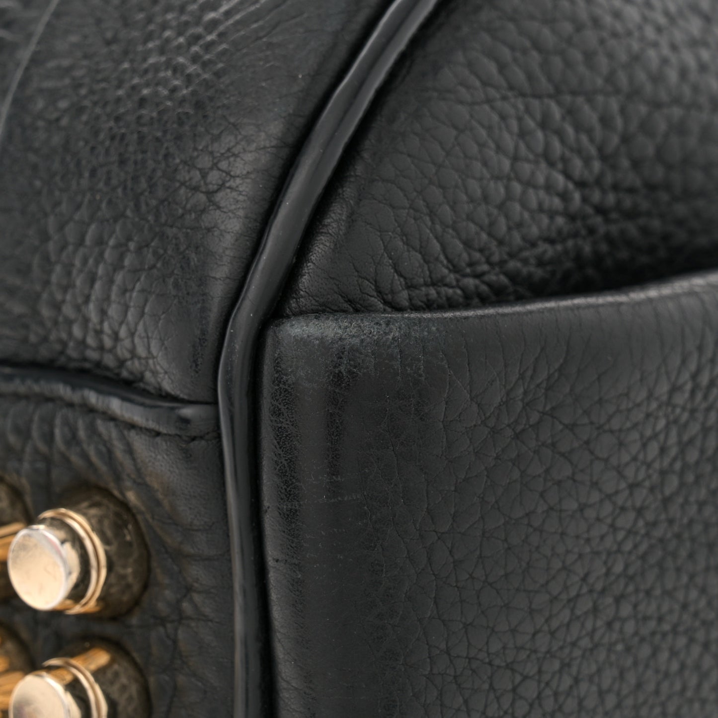 Pebbled Lambskin Rockie Black Pale Gold Hardware