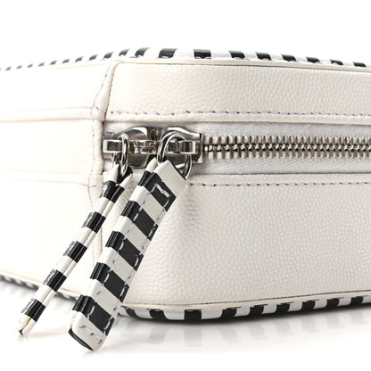 Chanel Caviar Quilted Striped Small CC Filigree Vanity Case White Black 10 of 10