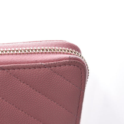 Chanel Caviar Chevron Quilted Medium Zip Around Wallet Pink 9 of 11