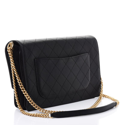 Chanel Grained Calfskin Enamel CC Flap Bag Black 2 of 4