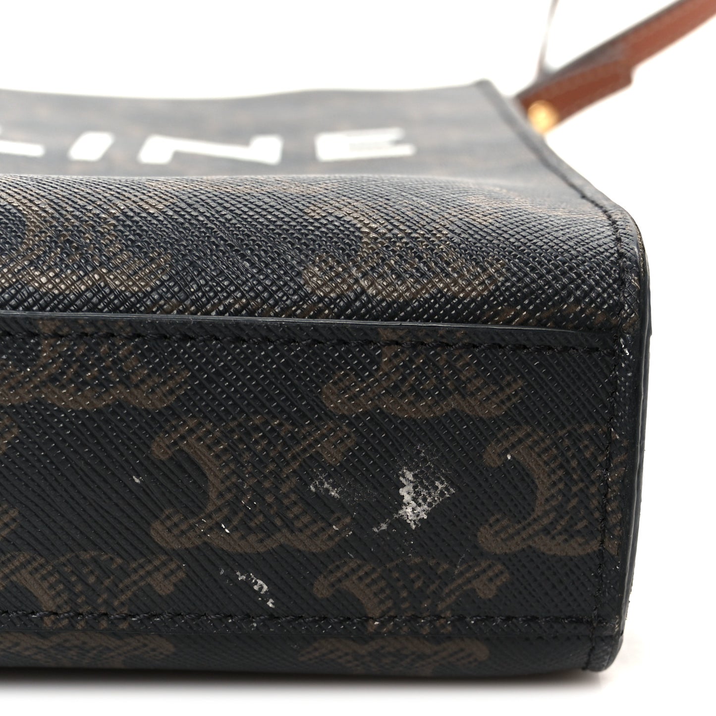 Triomphe Canvas Calfskin Mini Vertical Cabas Tan