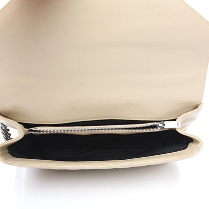 Saint Laurent Sheepskin Matelasse Chevron Monogram Large College Satchel Beige 4 of 14