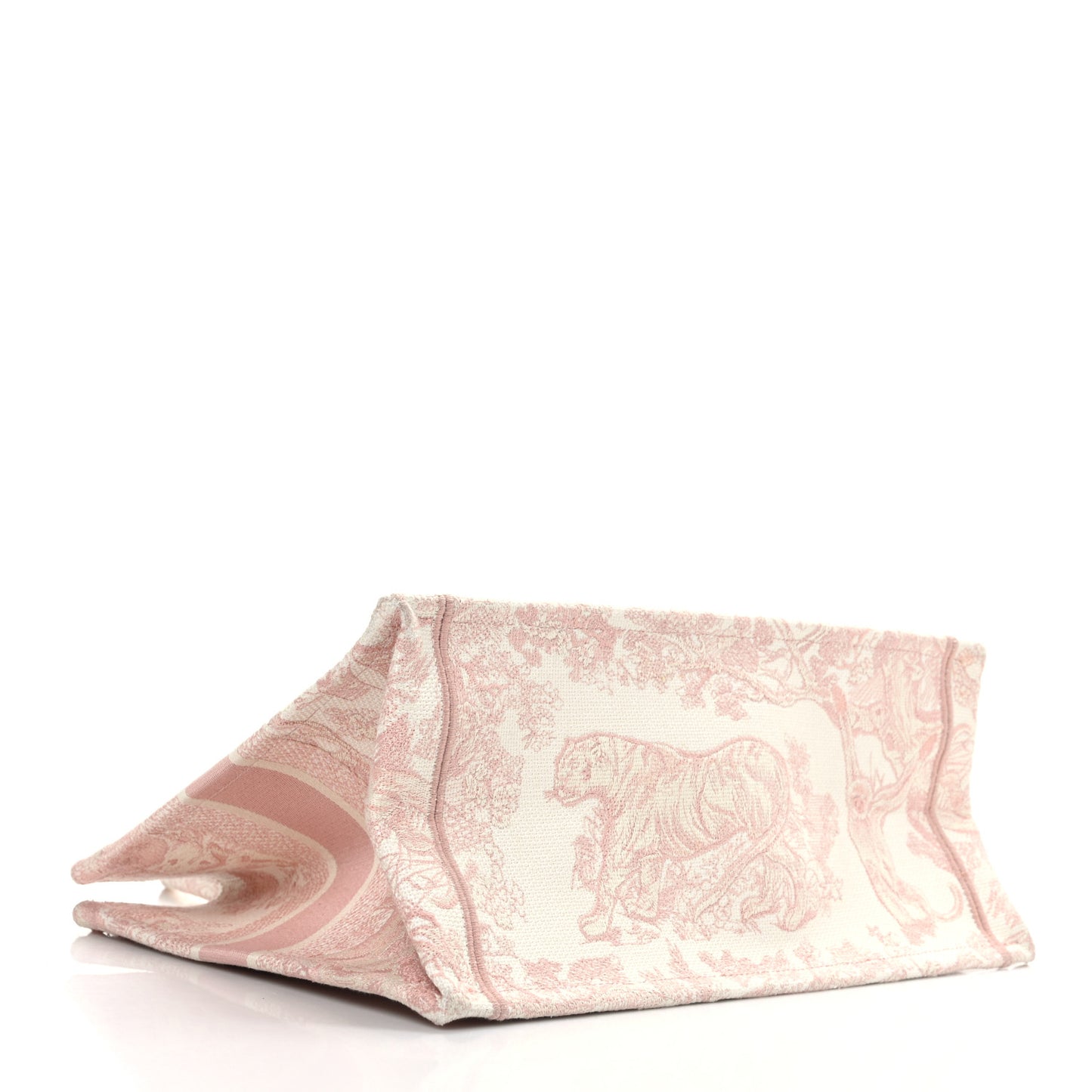 Canvas Toile De Jouy Embroidered Medium Book Tote Pink
