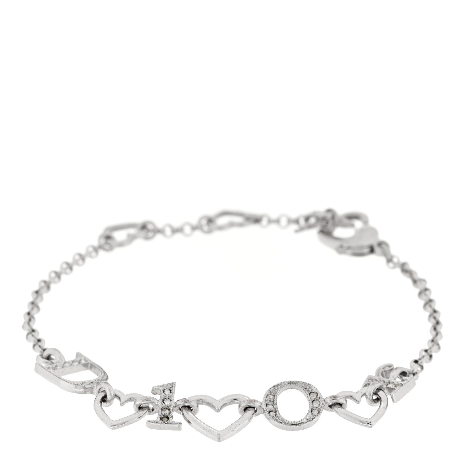 Christian Dior Crystal Heart Bracelet Silver 1 of 3