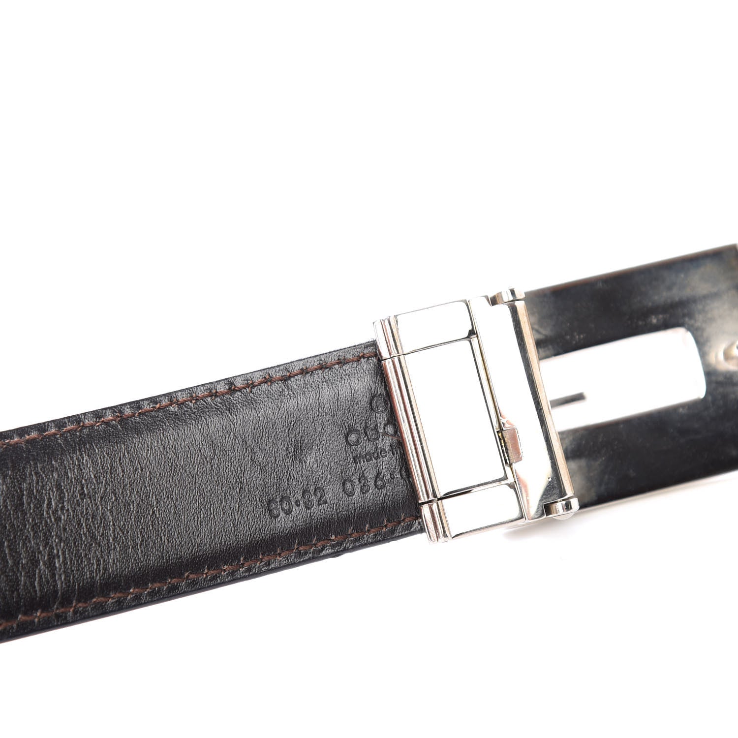 Gucci Calfskin Embossed Reversible Square G Buckle Belt 80 32 Black Brown 5 of 8