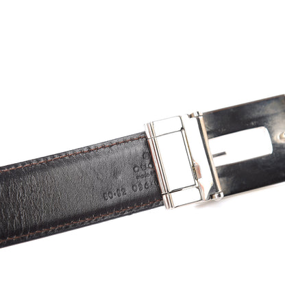 Gucci Calfskin Embossed Reversible Square G Buckle Belt 80 32 Black Brown 5 of 8
