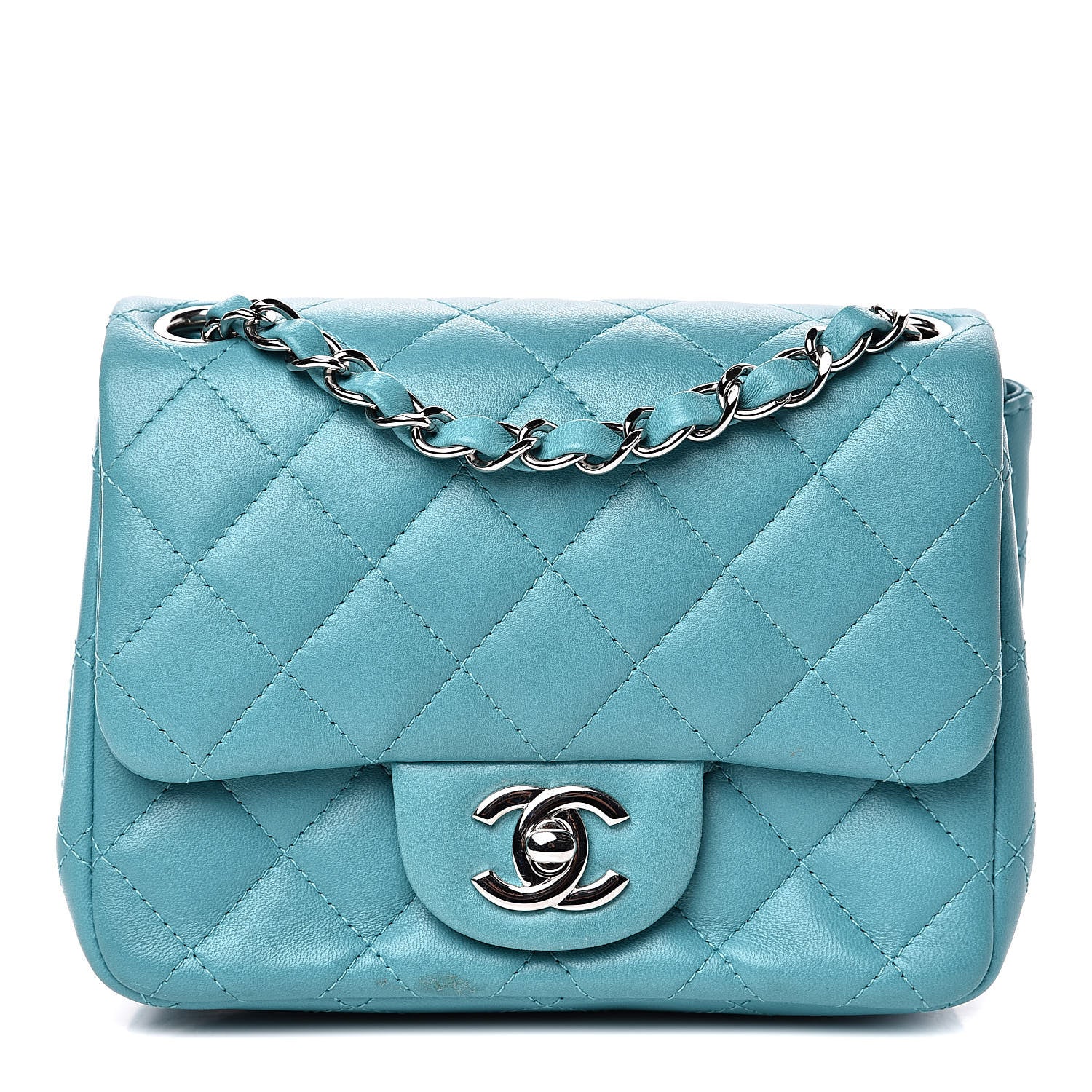 Chanel Lambskin Quilted Mini Square Flap Turquoise 1 of 13