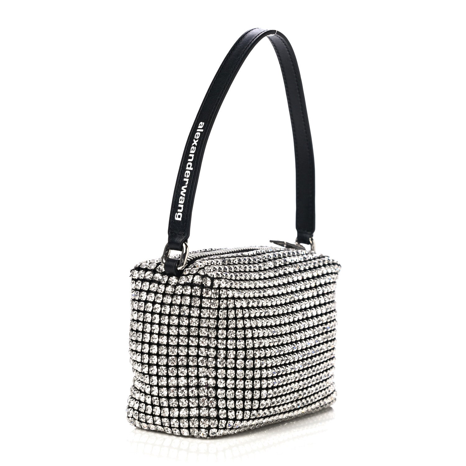 Alexander Wang Mesh Crystal Rhinestone Mini Heiress Pouch Black Silver 3 of 10