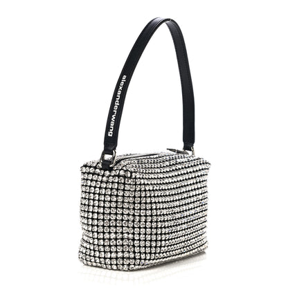 Alexander Wang Mesh Crystal Rhinestone Mini Heiress Pouch Black Silver 3 of 10