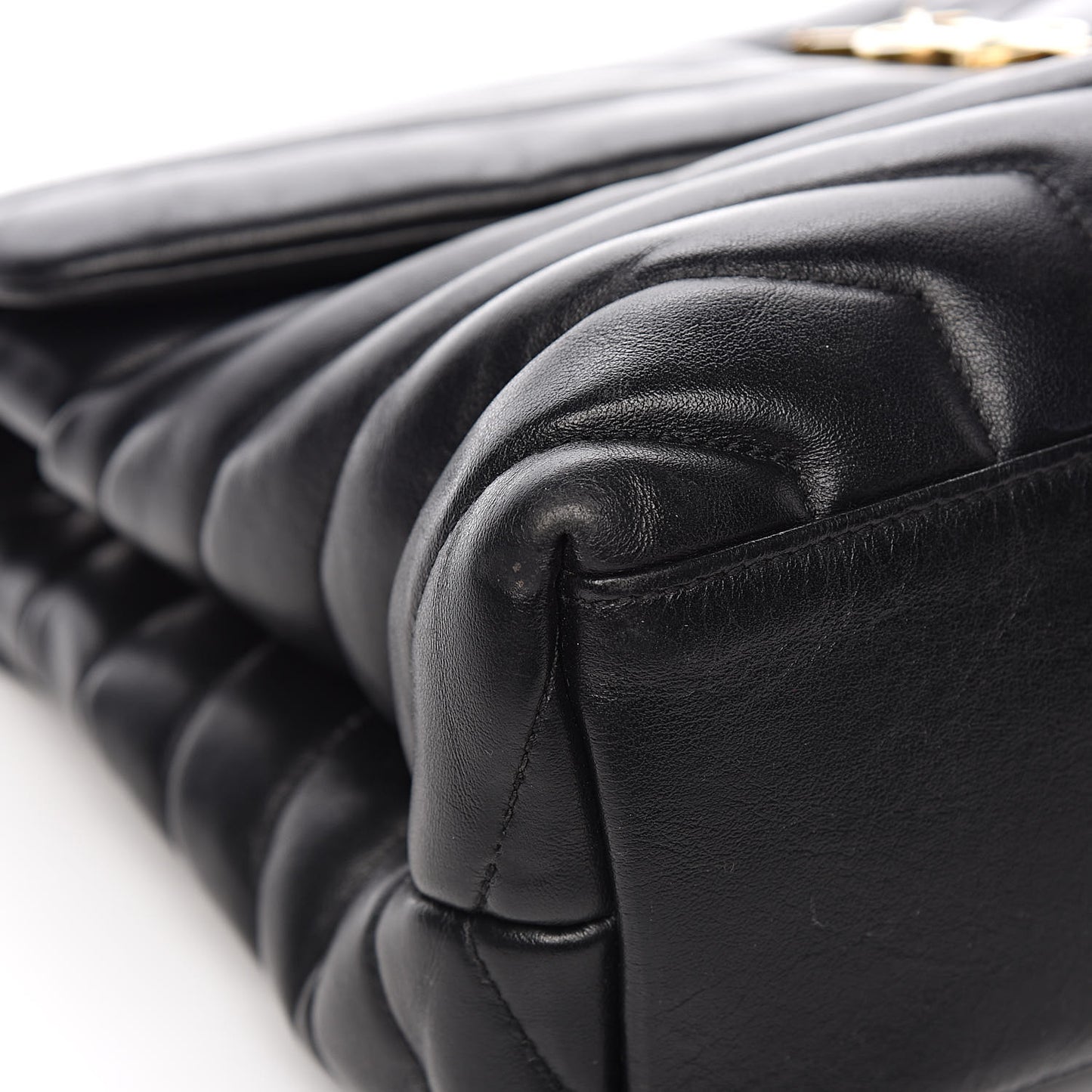 Calfskin Y Quilted Monogram Medium Loulou Chain Satchel Black