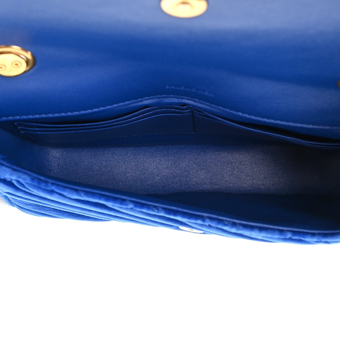 Velvet Logo Matelasse BB Chain Wallet Blue