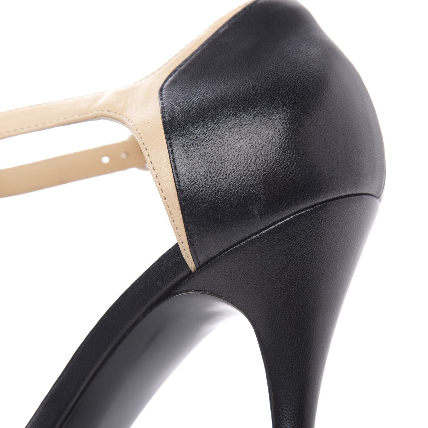 Lambskin Peep Toe Sandals 39 Beige Black