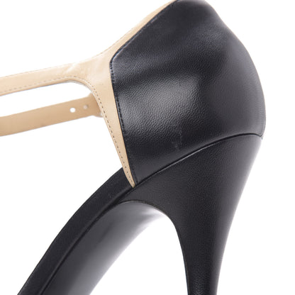 Chanel Lambskin Peep Toe Sandals 39 Beige Black 10 of 12